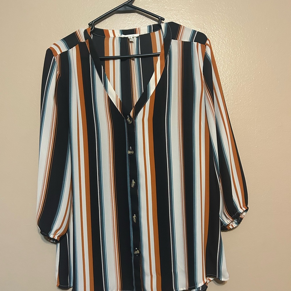 Maurices Multicolor Striped Button-Up Blouse